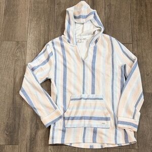 Roxy Girl Pastel Striped Pullover Poncho Hoodie sz 14/16